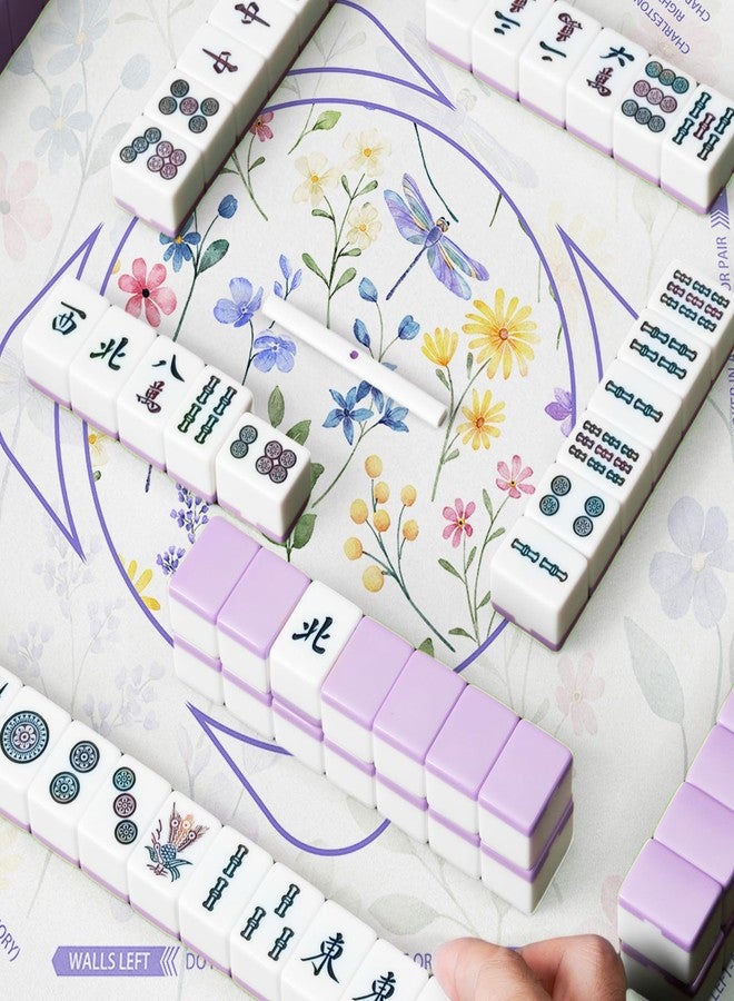 molovsiny Mahjong Mat 31.5 Inch Square - Non-Slip Durable Table Cover for Mahjong/Card/Domino Games, Rolled Shipping with Storage Pockets & Noise Reduction, Premium Gift for Women(Lavender Flight) - Image 4